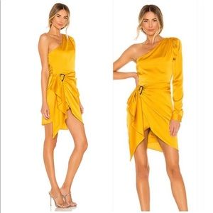 Lovers + Friends Ana One Sleeve Shoulder Yellow Mini Dress Size S